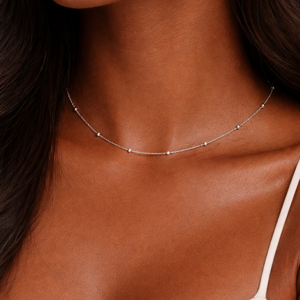 Colar Veneziana Prata Aço Inoxidável