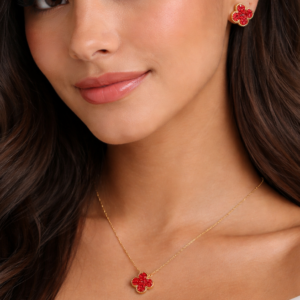 Conjunto Trevo Vermelho Folheado