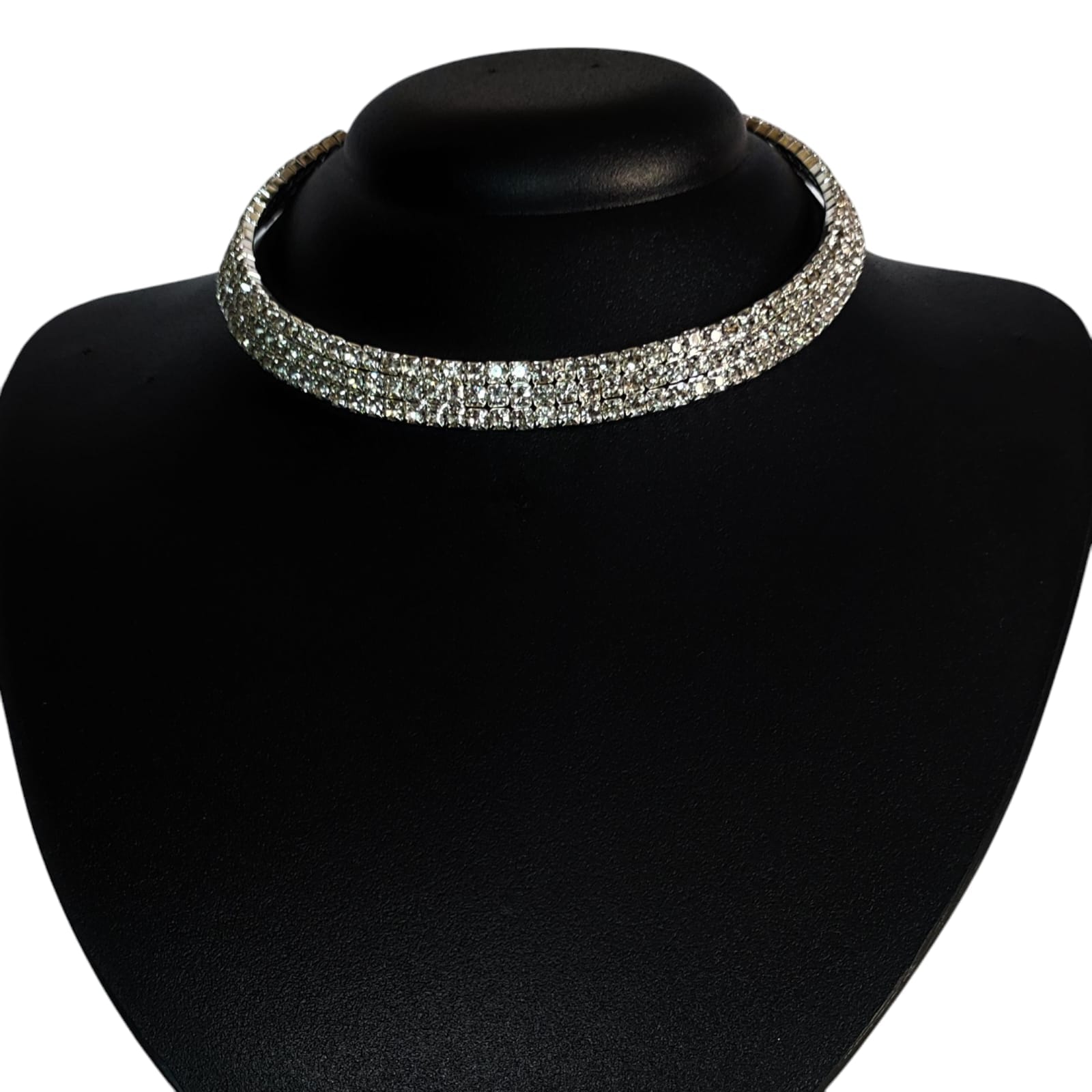 Colar Choker Strass Camada Tripla Biju