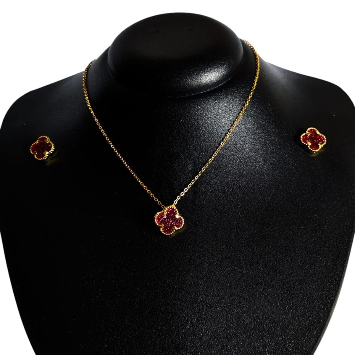 Conjunto Trevo Vermelho Folheado