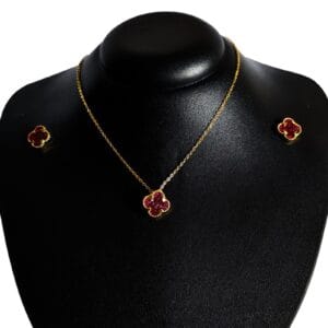 Conjunto Trevo Vermelho Folheado