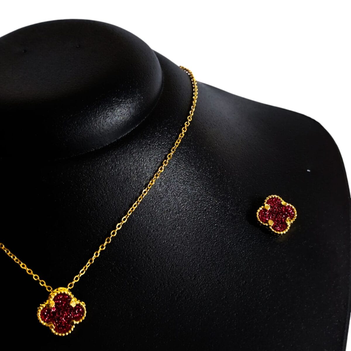 Conjunto Trevo Vermelho Folheado - Imagem 2