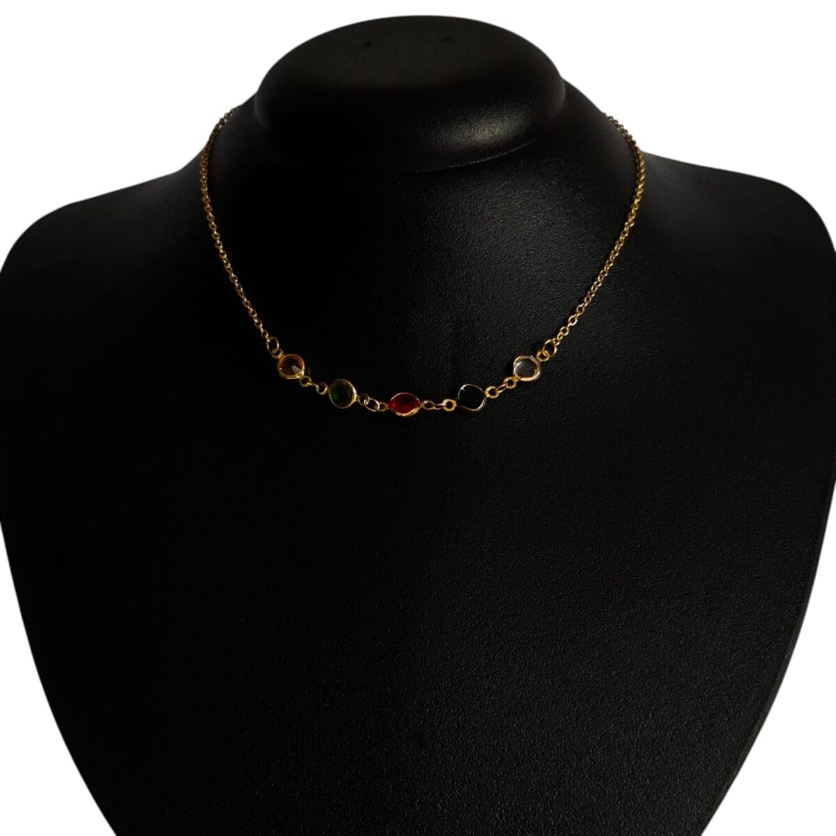 Colar Zircônia Dourado Biju