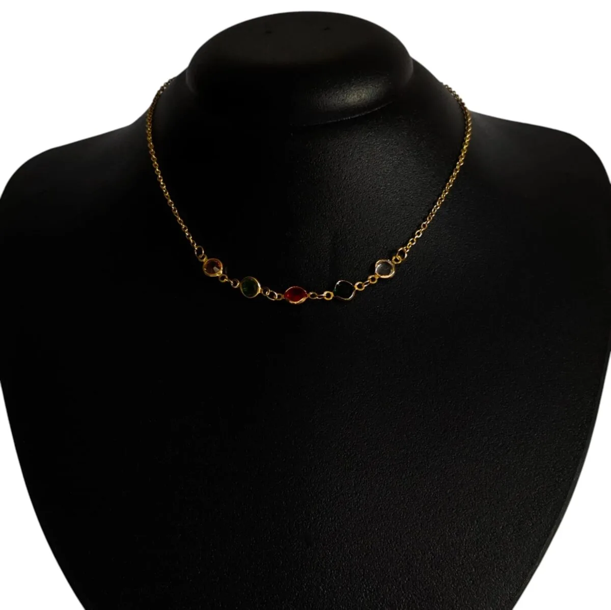 Colar Zircônia Dourado Biju