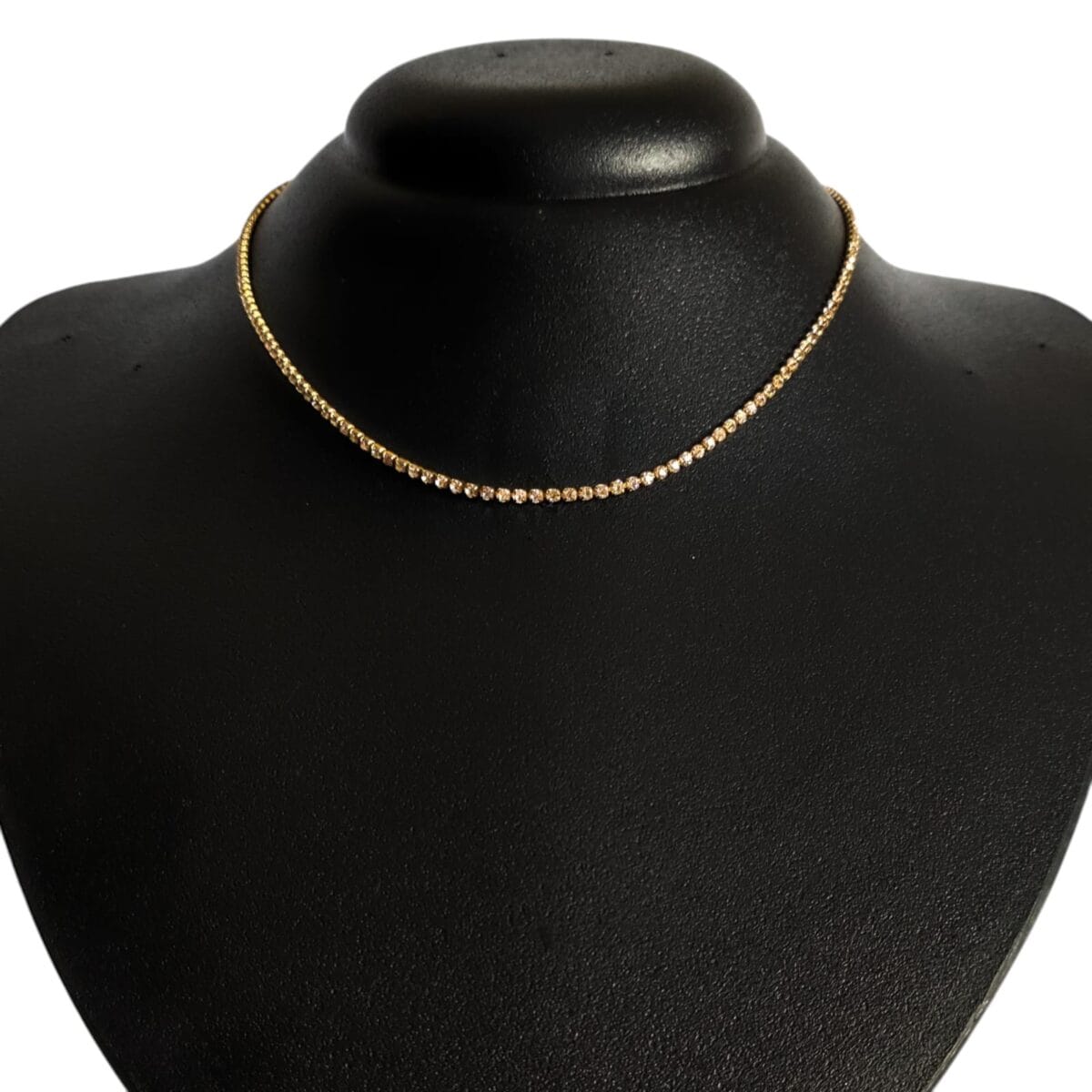Colar Strass Uma Camada Dourado Biju