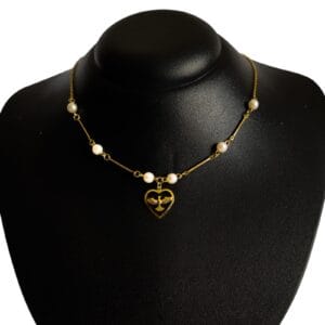 Colar Pérolas Espirito Santo Dourado Folheado