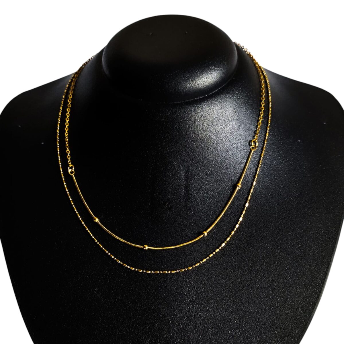 Colar Duplo Choker Veneziana Dourada Folheado