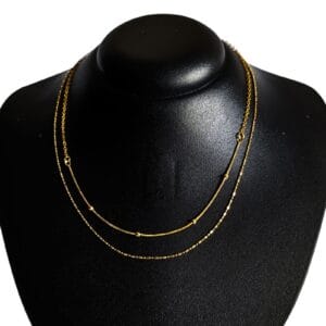 Colar Duplo Choker Veneziana Dourada Folheado