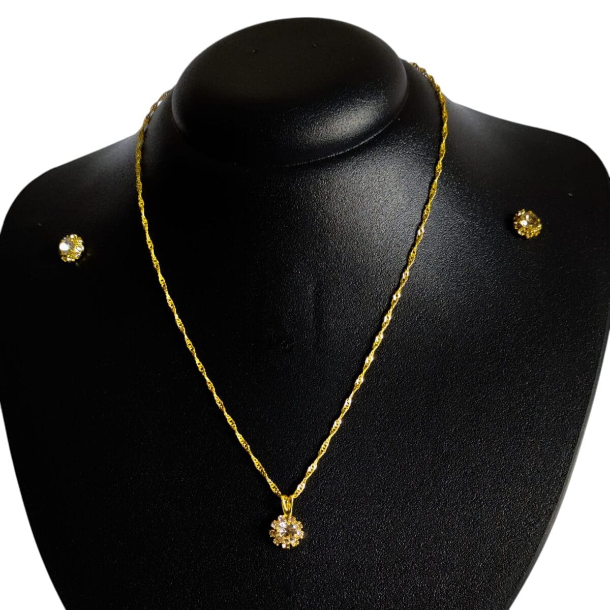Conjunto Strass Dourado Cravejado Folheado