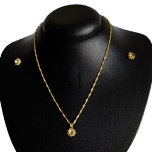 Conjunto Strass Dourado Cravejado Folheado