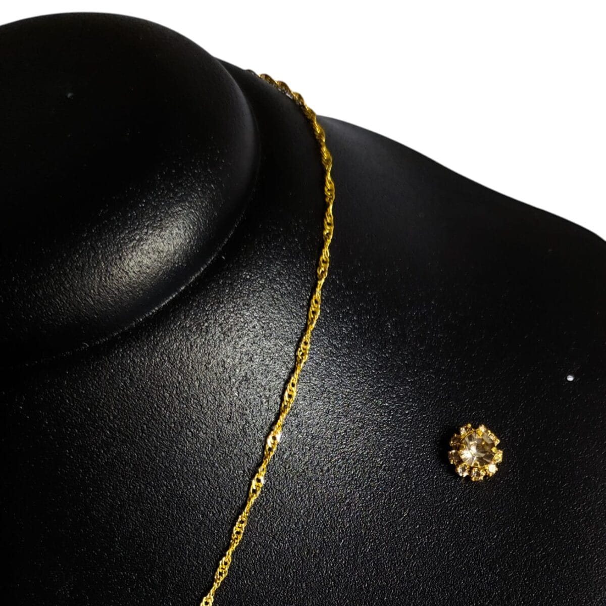 Conjunto Strass Dourado Cravejado Folheado - Imagem 2