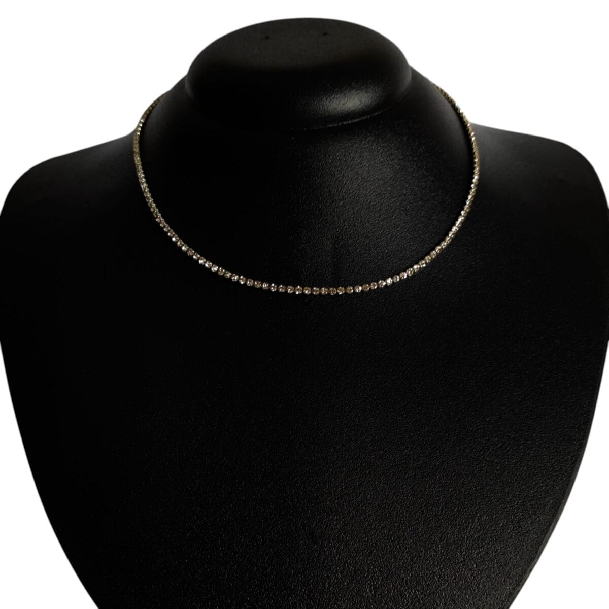 Colar Strass Uma Camada Prata Biju