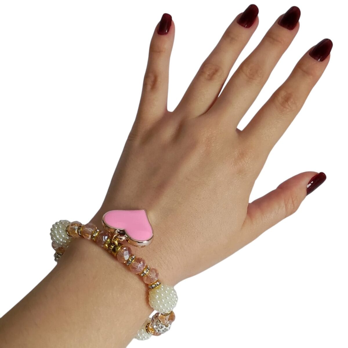 Pulseira Coração Rosa Biju