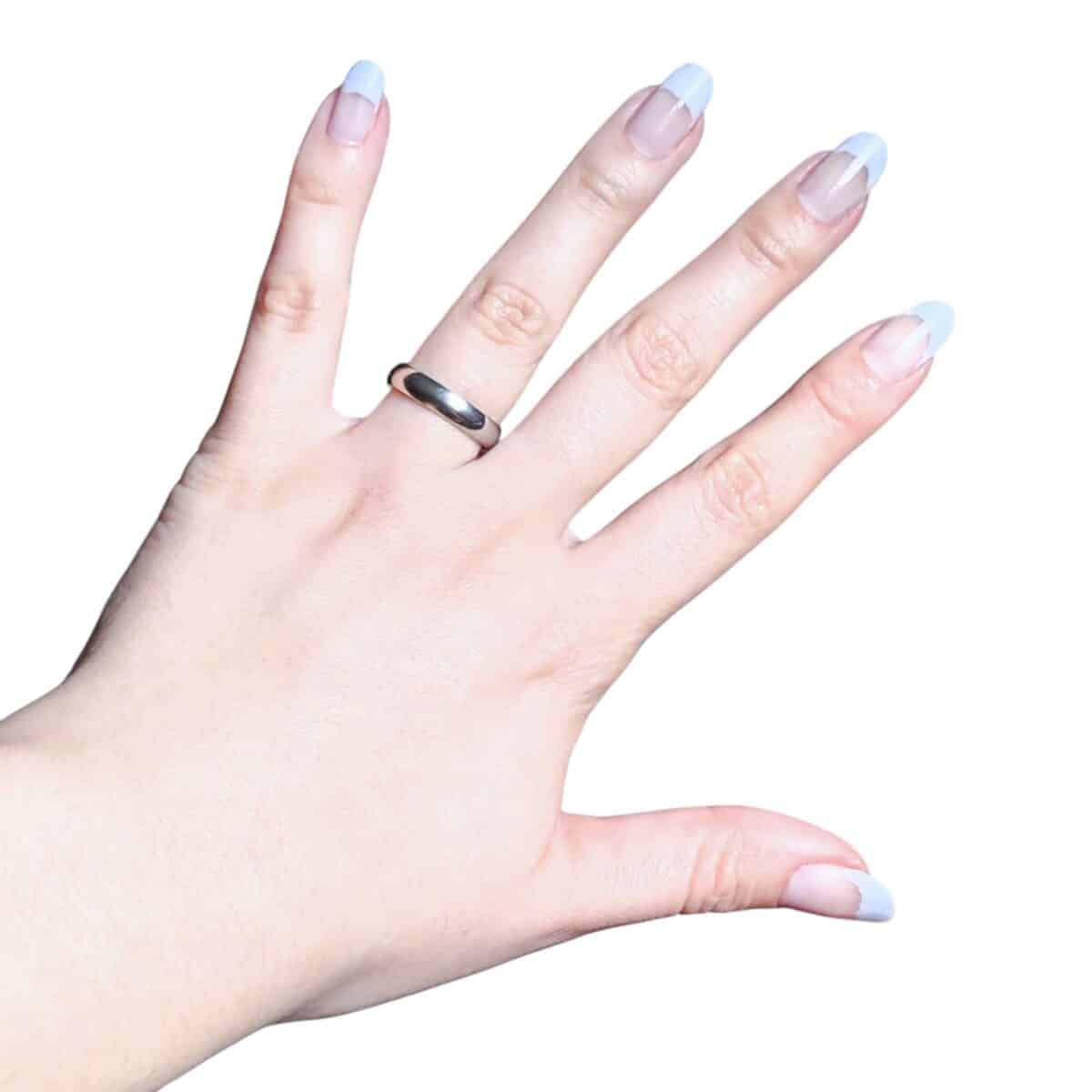 Aliança Prata Lisa Boleada 4mm - Aço Inoxidável (1unid.)