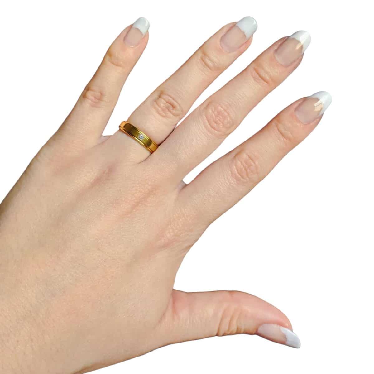 Aliança Ponto De Luz Strass Dourado - Aço Inoxidável (1unid.)