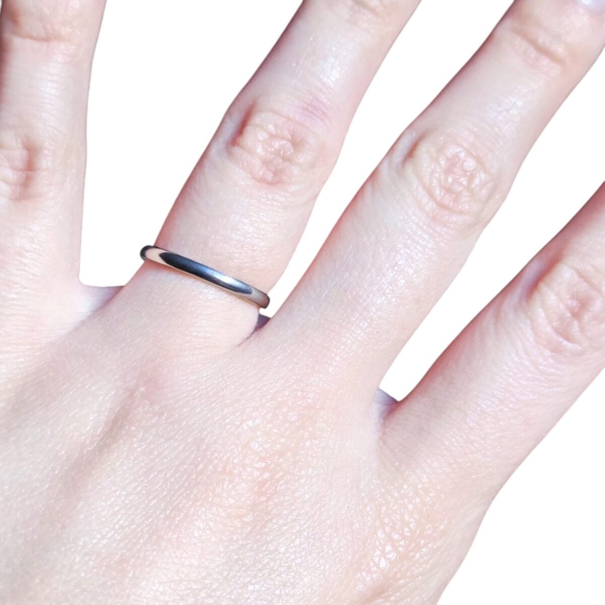Aliança Prata Lisa Boleada 2mm - Aço Inoxidável - Imagem 2