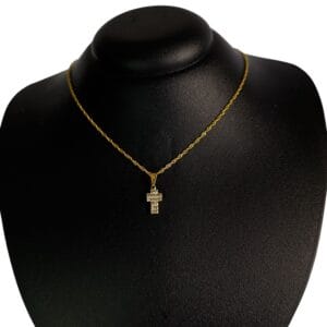 Colar Cruz Cravejada Dourado M Folheado