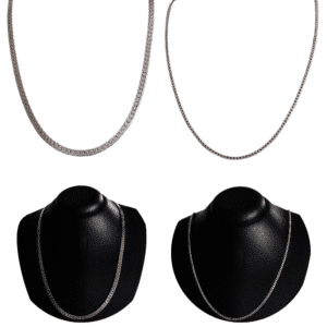 Kit Corrente Grumet 60 Cm + Corrente Grumet Achatada 60 Cm Aço Inoxidável