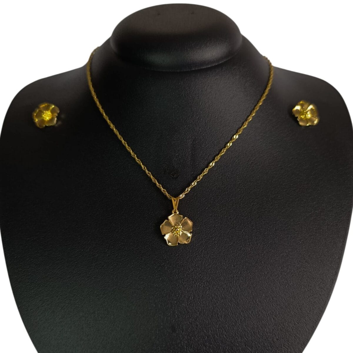 Conjunto Flor Dourado Folheado