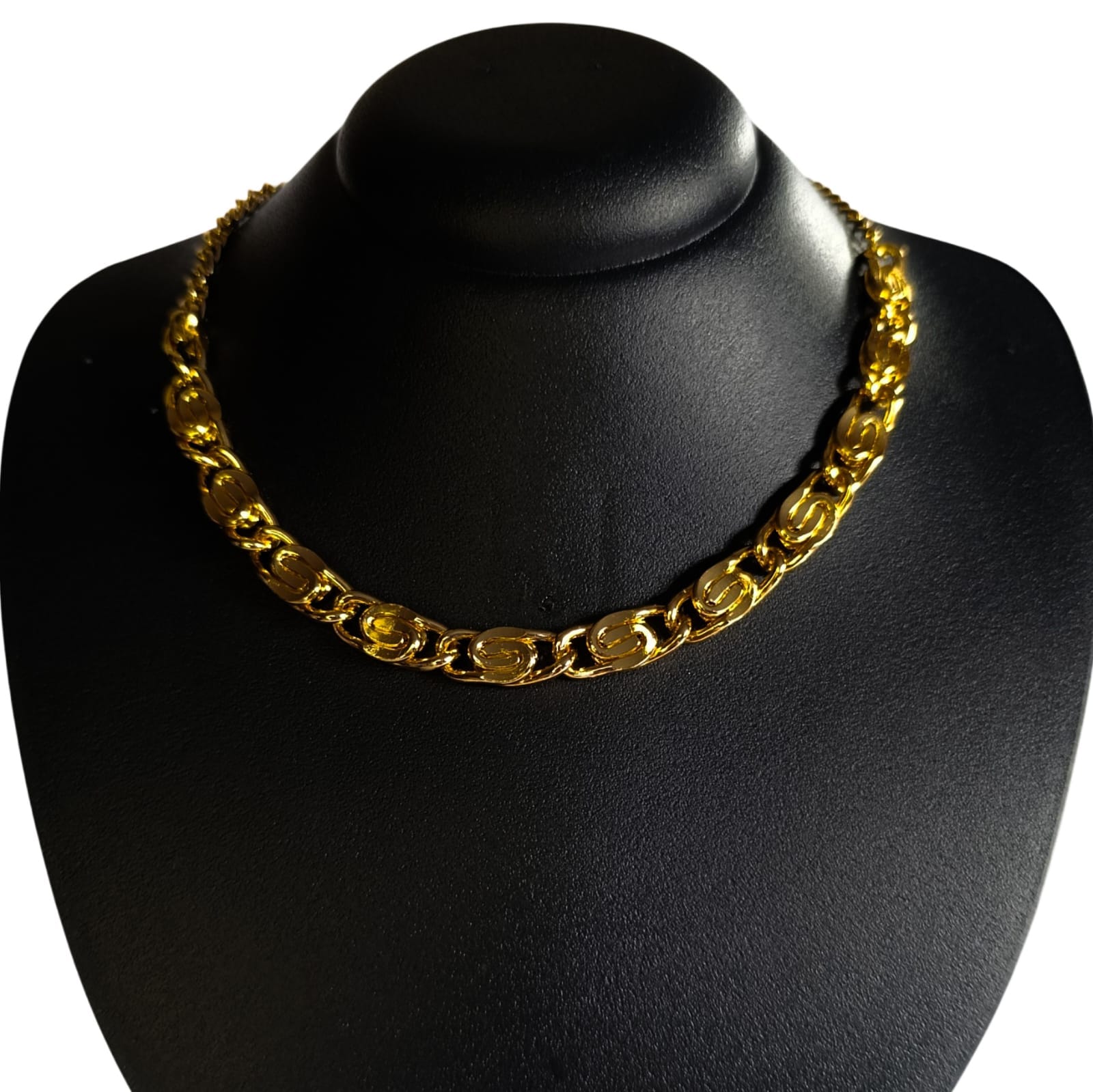 Colar em S Dourado Folheado