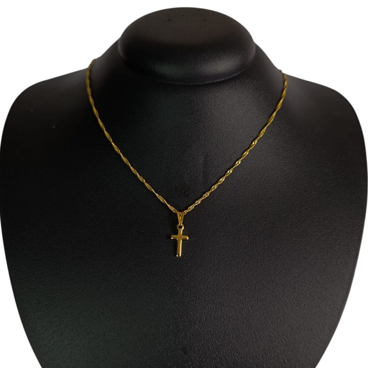 Colar Cruz Simples Dourado Folheado