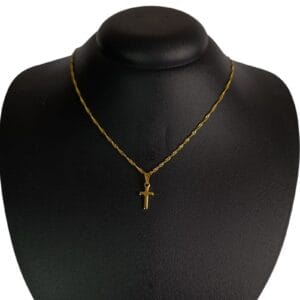 Colar Cruz Simples Dourado Folheado