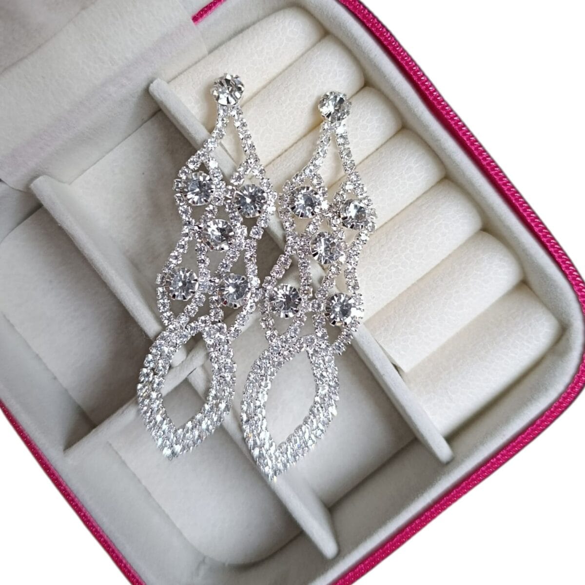 Brinco Festa Strass Gota 6 Zircônias Prata Biju - Imagem 2