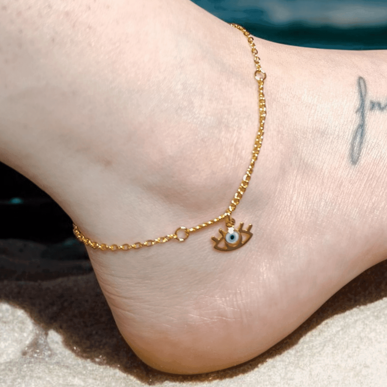 Tornozeleira Olho Vazado Olho Grego Folheado