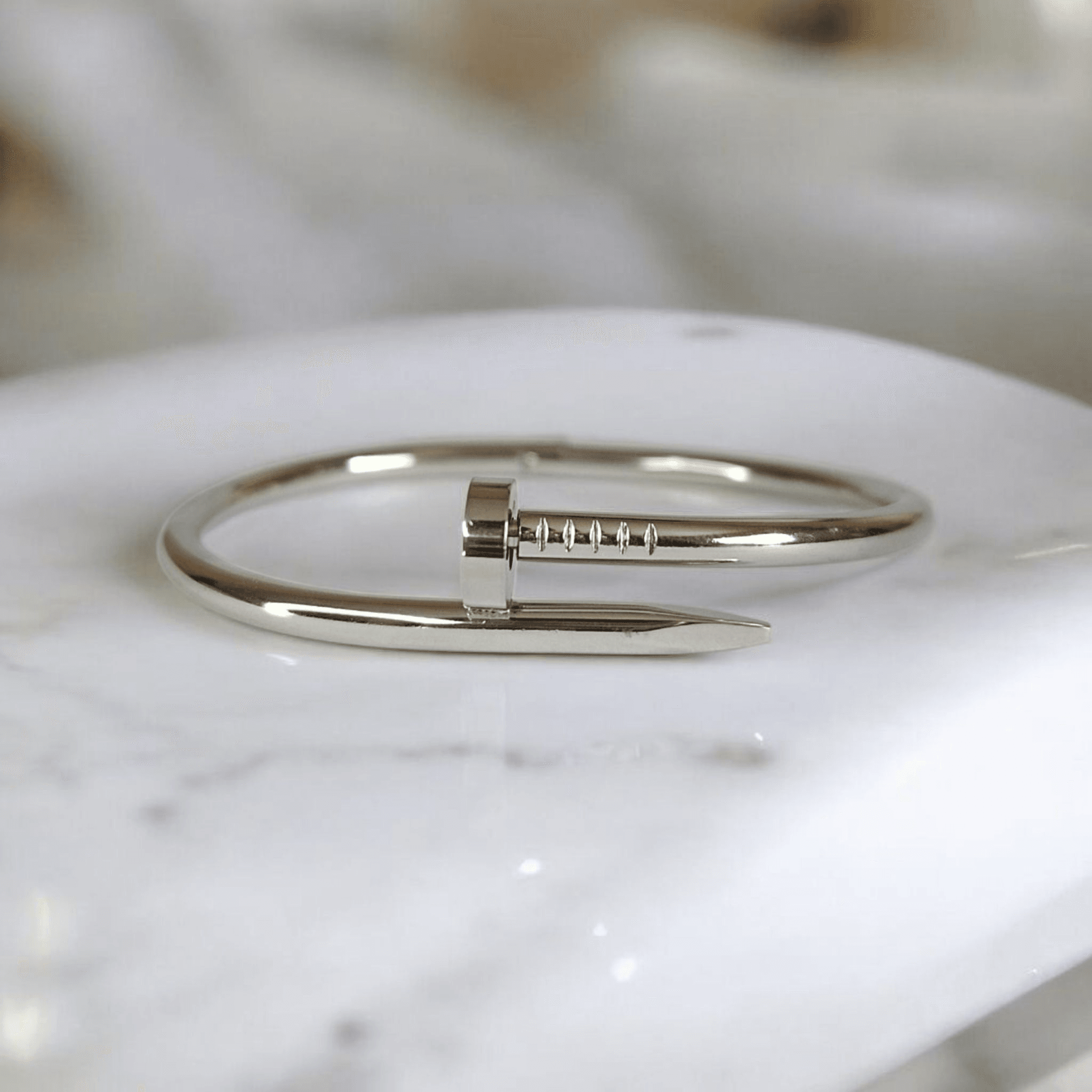 Bracelete Aço Cirurgico Prego Prata