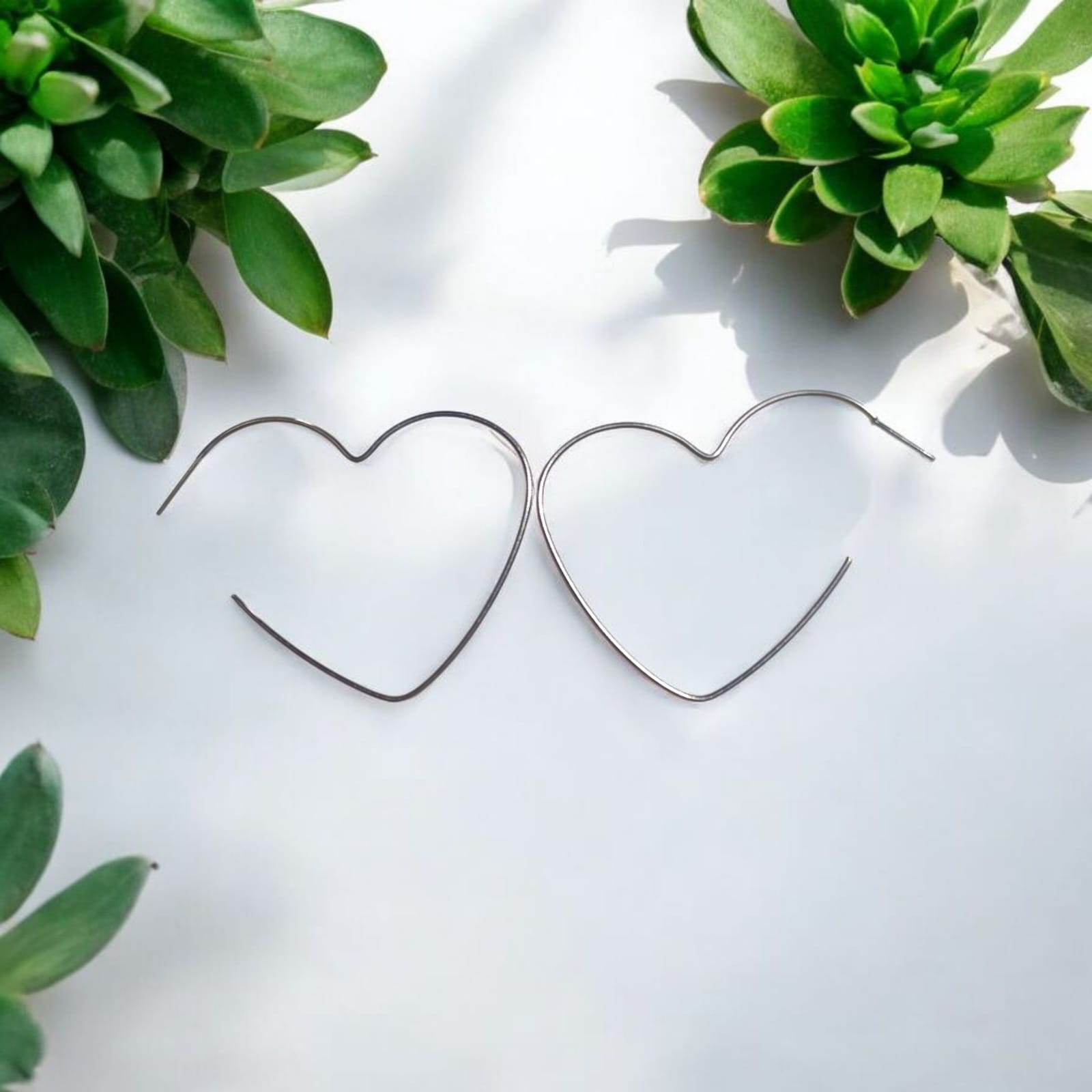 Brinco Argola Coração M Prata Aço Inoxidável