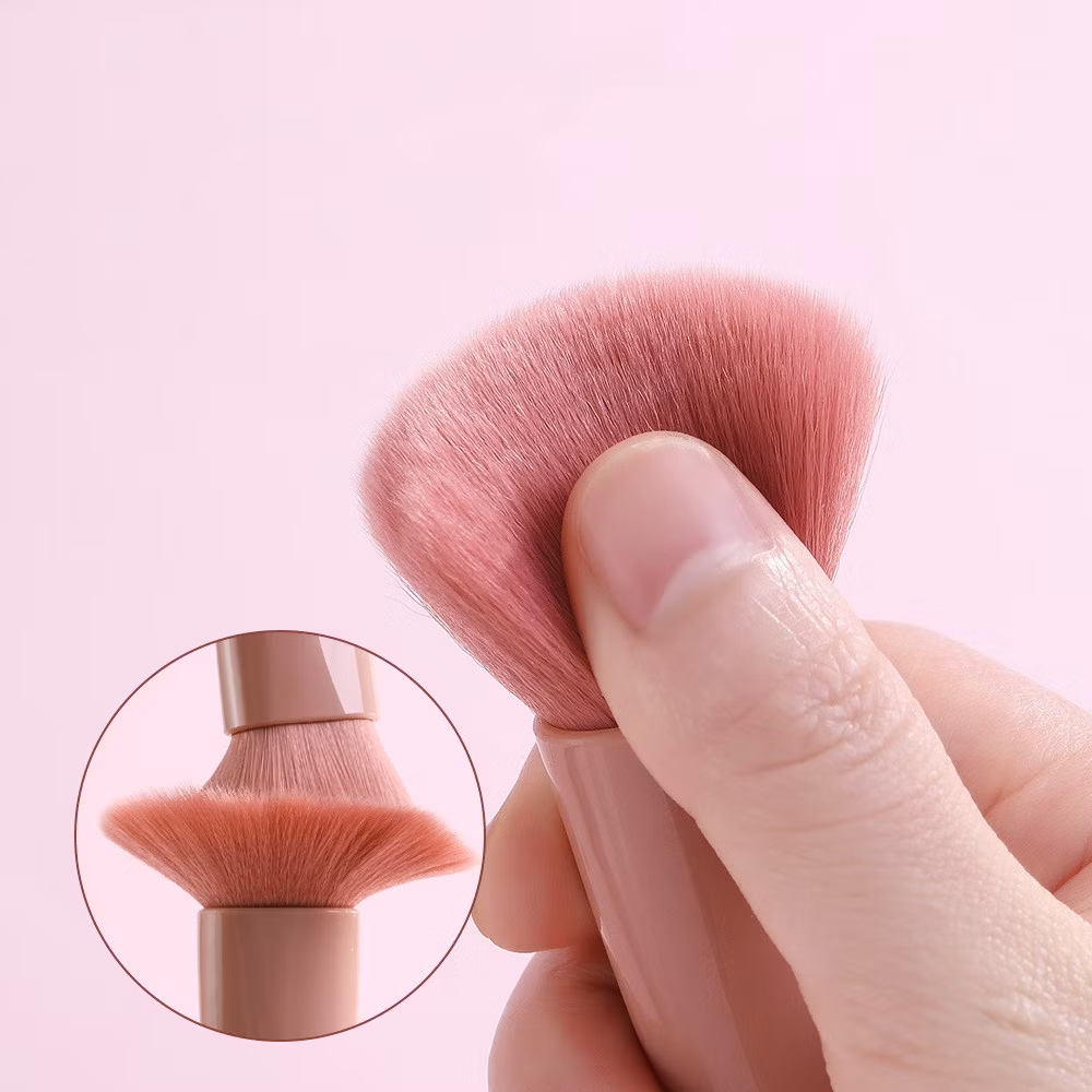 Kit Mini Espelho + 6 Pincéis De Maquiagem Marrom - Imagem 3