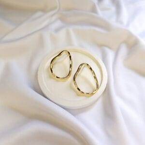 Brinco Orgânico Gota Circular Dourado Folheado