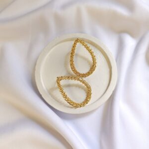 Brinco Gota Flores Dourado Folheado