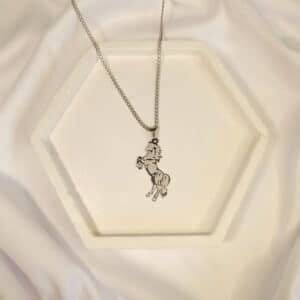 Corrente Cavalo Trabalhado Prata Aço Inoxidável