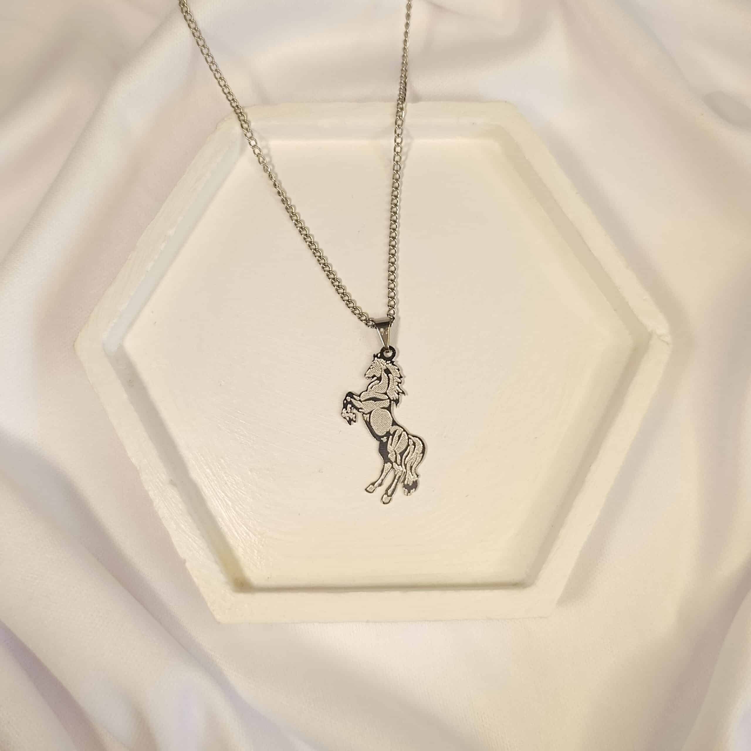 Corrente Cavalo Trabalhado Prata Aço Inoxidável