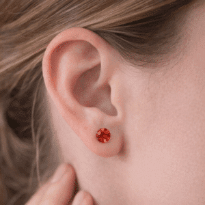 Brinco Zircônia Vermelho 5mm Aço inoxidável