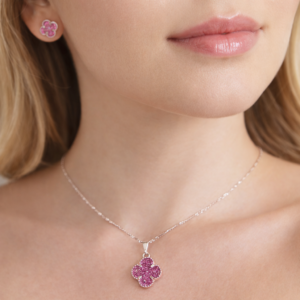 CONJUNTO TREVO ROSA GLITTER M
