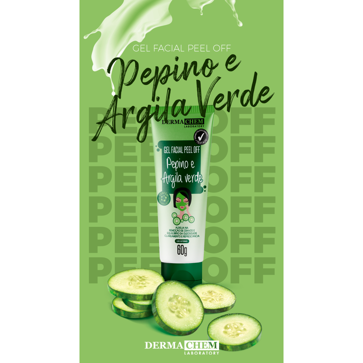 Derma Chem Gel Facial Pepino E Argila Verde 60g - Imagem 3