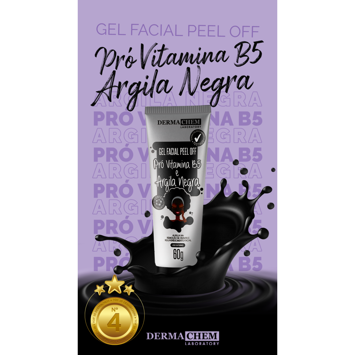 Derma Chem Gel Facial Pro Vitamina B5 E Argila Negra 60G - Imagem 2