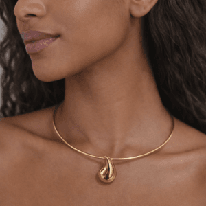 Colar Choker Aro Metal Gota P Dourada Folheada