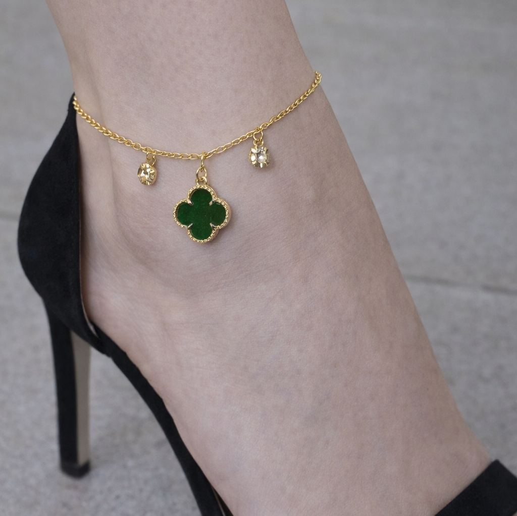 Tornozeleira Trevo Verde Ponto De Luz