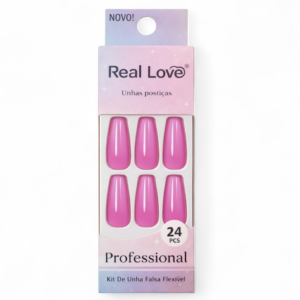 Real Love Unha Postiça Rosa Claro C/24 pcs