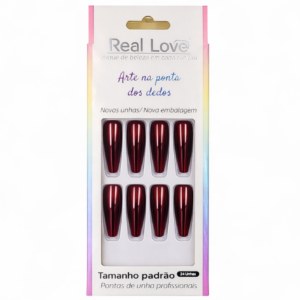 Real Love Unha Postiça C/24 Pcs Degrade Vinho