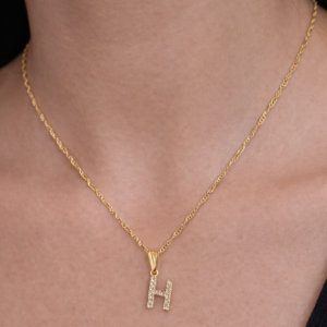 Colar Letra H Dourado Folheado