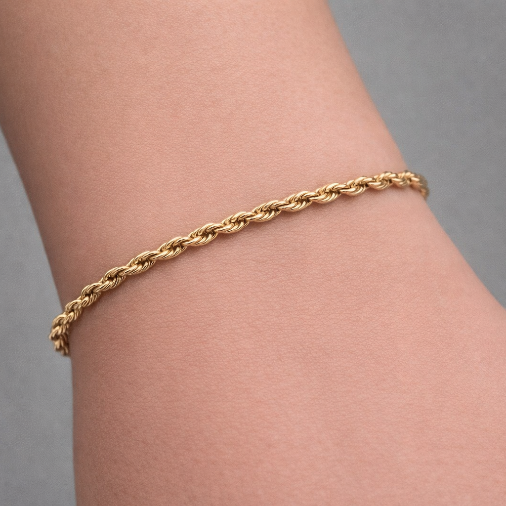 PULSEIRA CORDÃO BAIANO DOURADO 0.8MM / 22CM AÇO INOX 316L