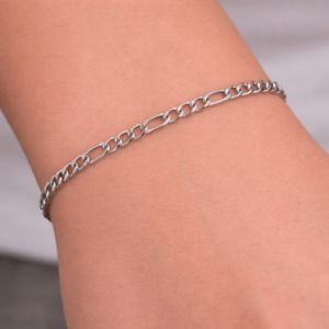 PULSEIRA PRATA FÍGARO 0.8MM / 20CM AÇO INOX 316L