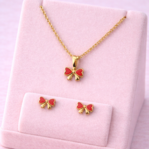 Conjunto Infantil Laço Dourado Folheado