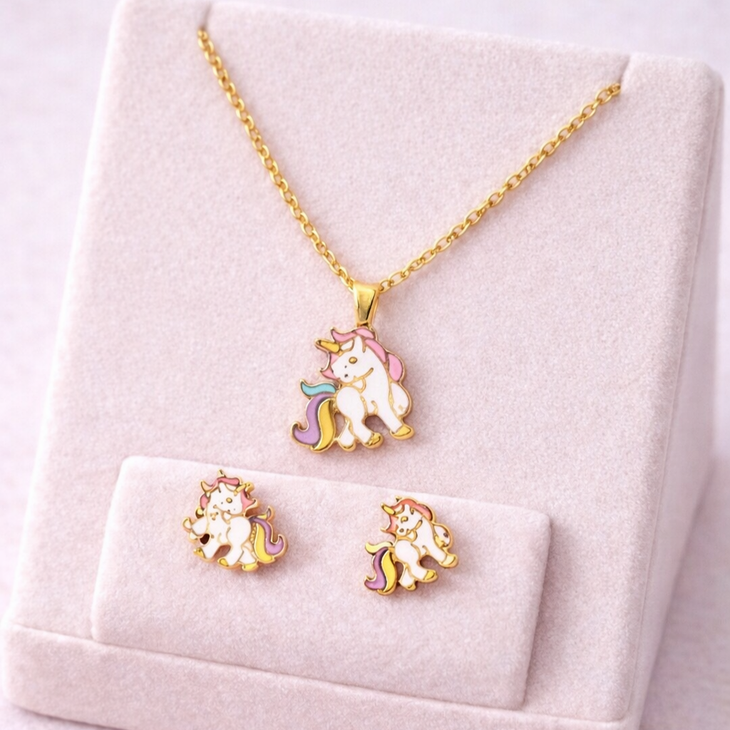 Conjunto Infantil Unicornio Dourado Folheado