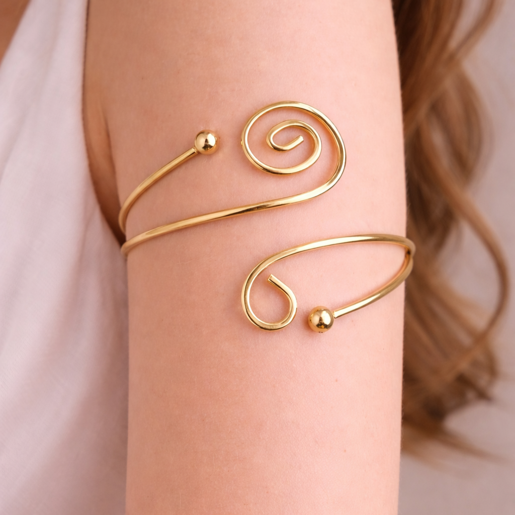 Bracelete De Braço Superior Espiral Dourado Biju