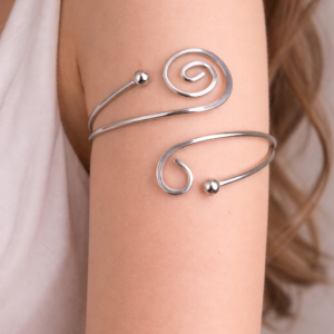 Bracelete De Braço Superior Espiral Prata Biju